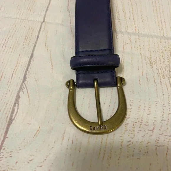 Men’s‎ Navy Blue Smooth Faux Leather Belt Fits Size 36-38 - Picture 2 of 10